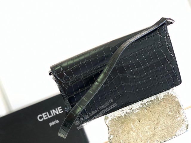 Celine專櫃2022新款TRAPEZE TRIOMPHE鱷魚紋牛皮革手袋 賽琳凱旋門腋下包 sldj2344